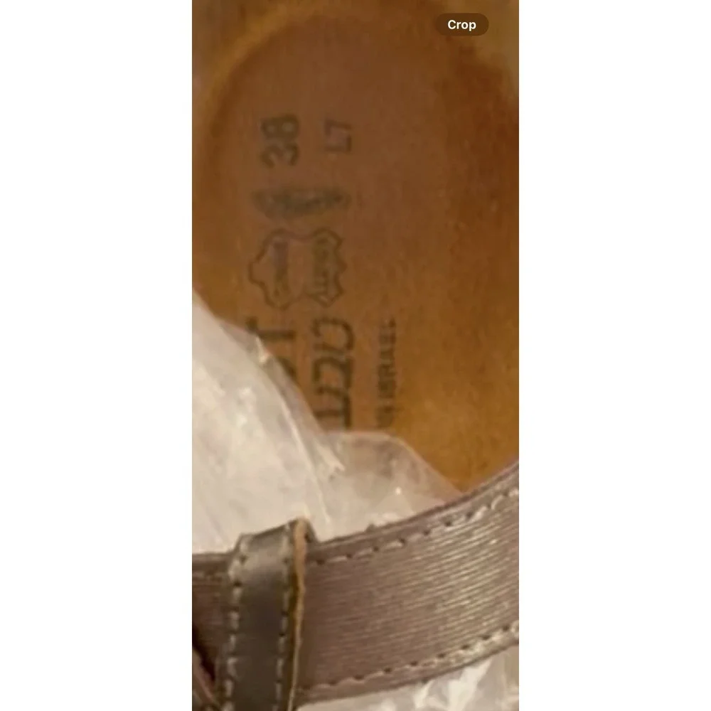 NAOT Aspen Leather Sandals Wedge Cork Gold Metallic Rhinestones EU 38 US 7 - 7.5